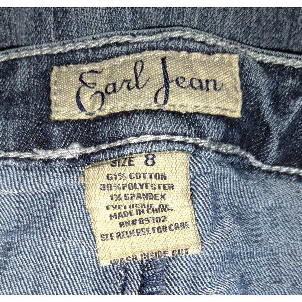 Earl Jean Denim Capris Blue Jeans Sz 8 Rhinestones Embellished BLING Stretch - Picture 13 of 15